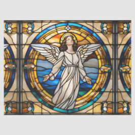 Papel De Seda Anjo Celestial de Vidro Manchado Falso para Decoup