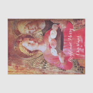 PAPEL DE SEDA ANJO COM ROSAS E ARCANJO GABRIEL
