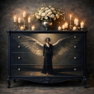 Papel De Seda Anjo de Asas Escuras Decoupage Dramático de Arte F