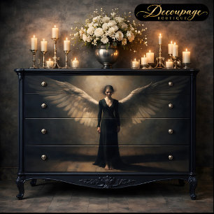 Papel De Seda Anjo de Asas Escuras Decoupage Dramático de Arte F