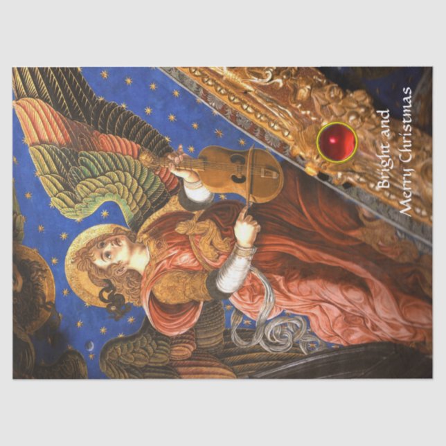 Papel De Seda ANJO DE FAZER DE MÚSICA COM UM Natal DE VIELA (Frente )