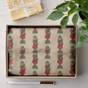 Papel De Seda Anjo de Natal Antigo Pergaminho de Menina Vitorian