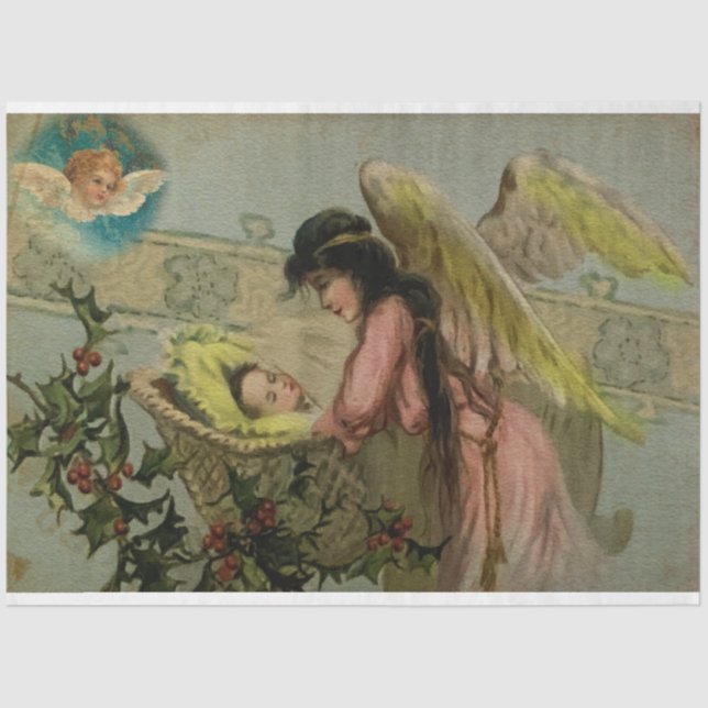 Papel De Seda Anjo de Natal Dormindo (Frente )