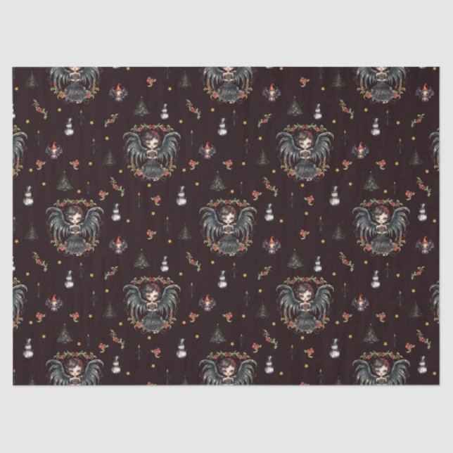 Papel De Seda Anjo de Natal Gótico Escuro (Frente )