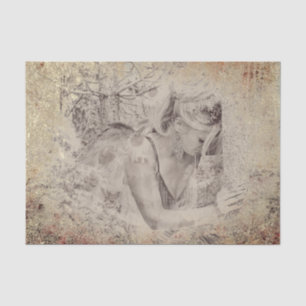 Papel De Seda Anjo Elegante Boho Floral Antigo Sepia Textura