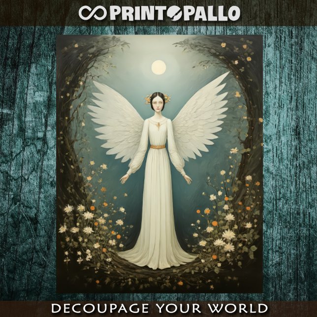 Papel De Seda Anjo estilizado de 1920 com flores (Criador carregado)