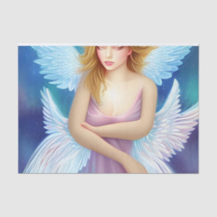 Papel De Seda Anjo Fantasia Rosa e Azul Decoupage