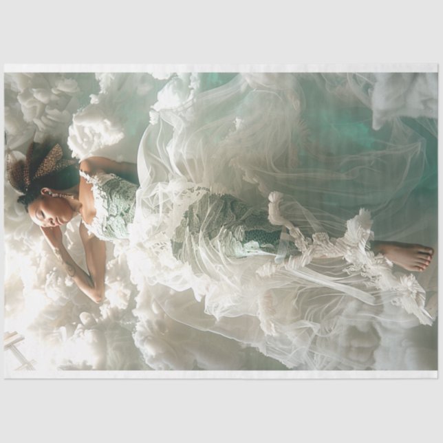 Papel De Seda Anjo na Nuvem de Nuvens (Frente )