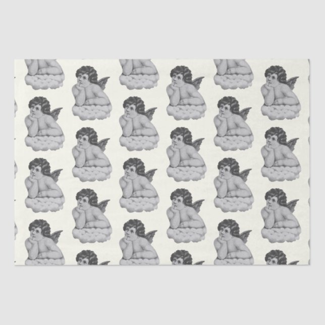 Papel De Seda Anjo Negro de Cherub, branco, bonito e venenoso (Frente )