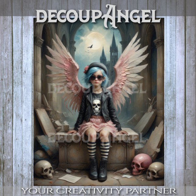 Papel De Seda Anjo Punk em Decoupage de Listras (Criador carregado)