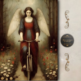 Papel De Seda Anjo Sereno Decoupage Vintage Bicicleta Prado