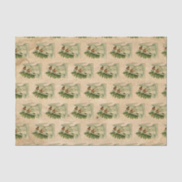 Papel De Seda Anjos da Árvore de Natal Antiquados Parchment Vict