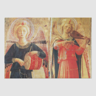 Papel De Seda ANJOS DE FAZER MÚSICO NO Natal VERMELHO E DOURADO