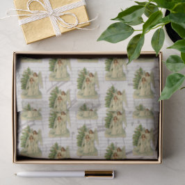 Papel De Seda Anjos de Natal Antiga Folha de Música Vitoriana