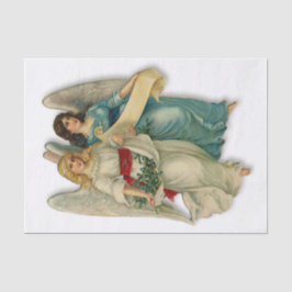 Papel De Seda Anjos de Natal Antigos Meninas Vitorianas Pergamin