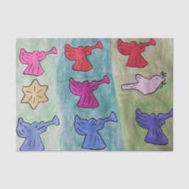 Papel De Seda Anjos de Natal com trompetes