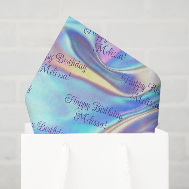 Papel De Seda Anniversary Wedding Birthday Iridescent Fabric (Sacola de presentes)