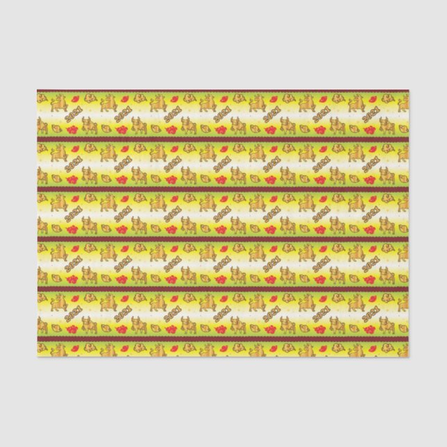 Papel De Seda Ano Novo Chinês do Ox 2021 (Frente )