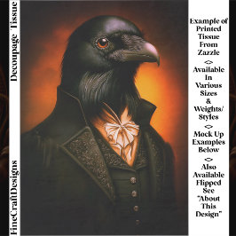 Papel De Seda Anthropomorphic Gothic Raven in Vintage Suit ET4R