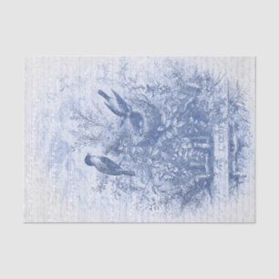 Papel De Seda Anticorpo Francês Vintage Blue Birds Nest