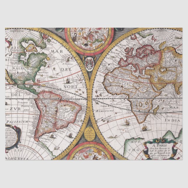 Papel De Seda Antiga Série Map 1 Design 9 (Frente )