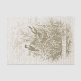 Papel De Seda Antigas Aves Vintage Francesas Nest Beige Dourado