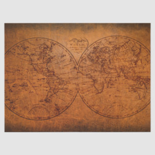 Papel De Seda Antigo Mapa Clássico de Vintage Design Rustic
