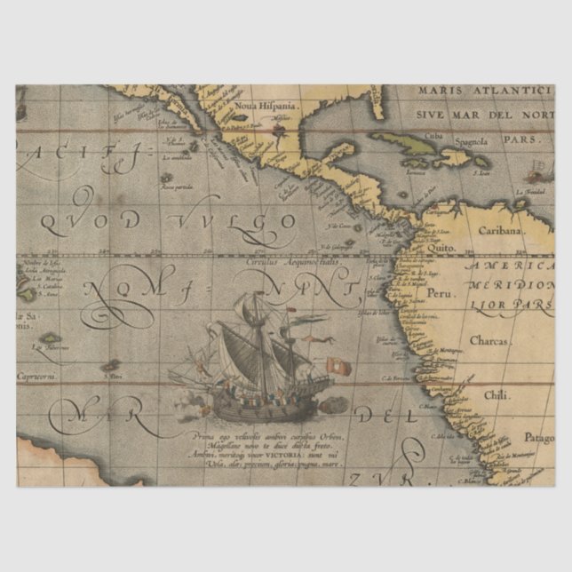 Papel De Seda Antigo Mapa Série 1 Design 14 (Frente )