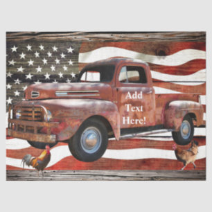 Papel De Seda Antiguamente Caminhão Vermelho Vintage Red Truck B