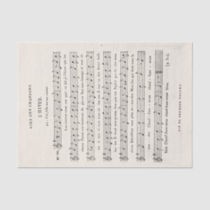 Papel De Seda Antiguidade da Folha de Música Francesa "O Inverno