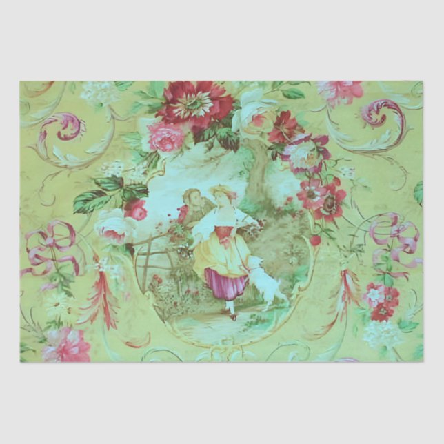 Papel De Seda Antiguidade, Descoberta Verde de Banheiro Vitorian (Frente )