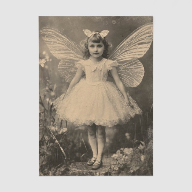 Papel De Seda Antique Sepia Butterfly Fairy Crafting (Frente )