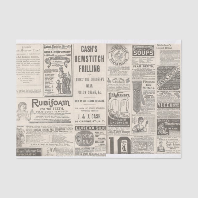 Papel De Seda Anúncios do jornal de 1889 (Frente )