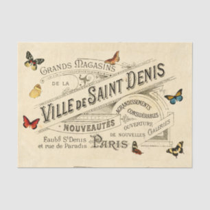 Papel De Seda Anúncios e Borboletas de Vintagem Franceses, Desli
