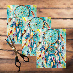 Papel De Seda Apoio Americano Indígena Boho, aquarela