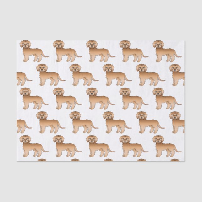 Papel De Seda Apricot Mini Goldendoodle Cute Cartoon Dog Padrão (Frente )