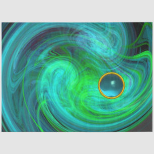 Papel De Seda AQUA AZUL VERDE LEVE VERDE VORTEX Gema Fractal