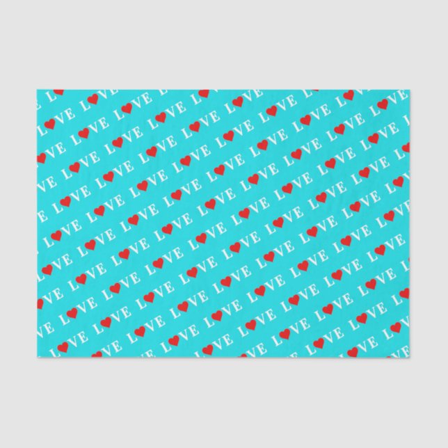 Papel De Seda Aqua Blue LOVE (Frente )
