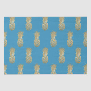Papel De Seda Aqua Dourada Glitzy Pineapple