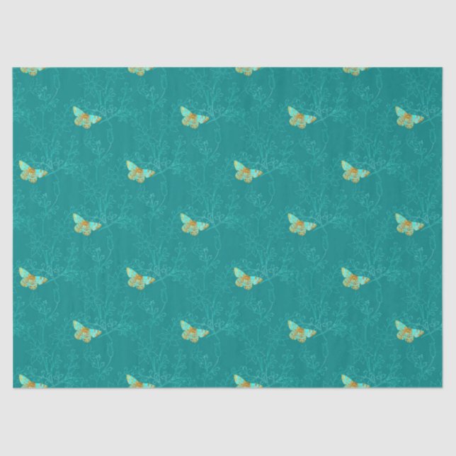 Papel De Seda Aqua e Dourada série Design 3 (Frente )