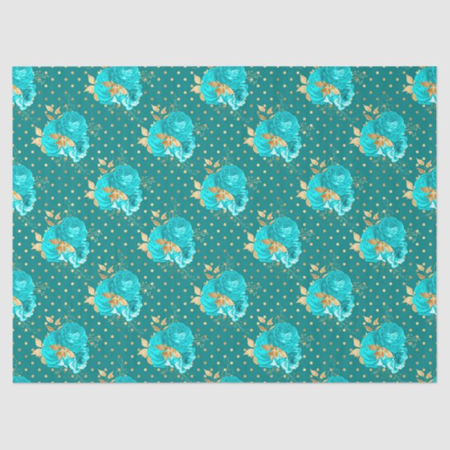 Papel De Seda Aqua e Dourada Série Design de 2 (Frente )