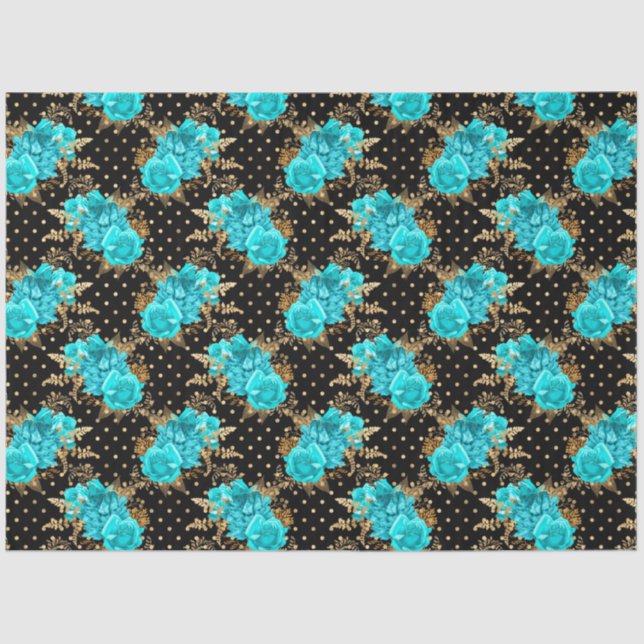 Papel De Seda Aqua e Dourado Series Design 12 (Frente )