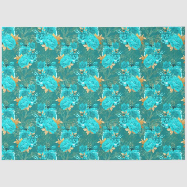 Papel De Seda Aqua e Dourado Series Design 15 (Frente )