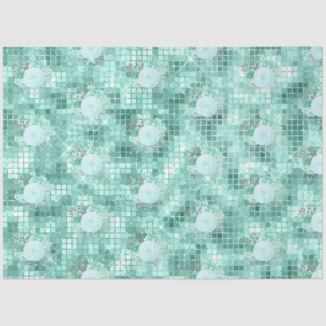 Papel De Seda Aqua e Silver Series Design 12 (Frente )