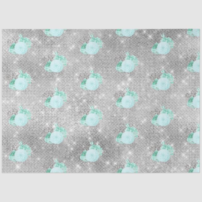 Papel De Seda Aqua e Silver Series Design 14 (Frente )