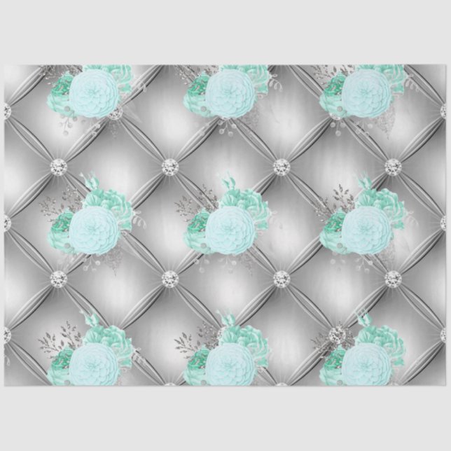 Papel De Seda Aqua e Silver Series Design 2 (Frente )