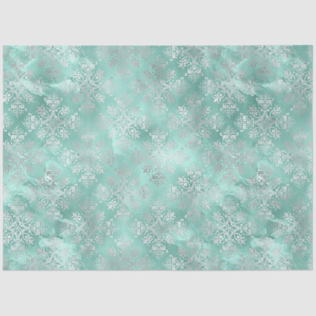 Papel De Seda Aqua e Silver Series Design 7 (Frente )
