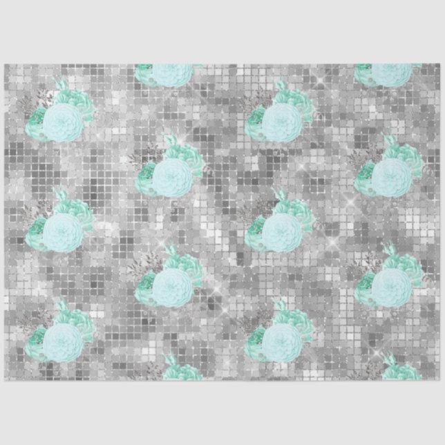 Papel De Seda Aqua e Silver Series Design 8 (Frente )