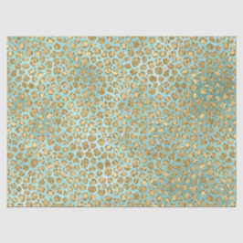 Papel De Seda Aqua Mint Glitz Dourado Leopardo     