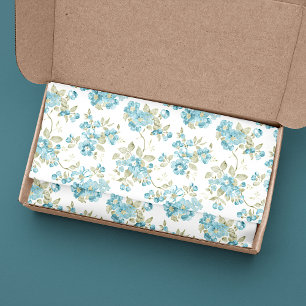 Papel De Seda Aqua Turquoise Floral Verde-Azeitona Cura